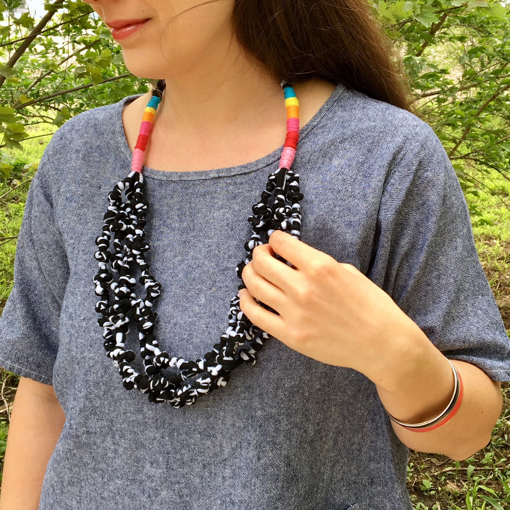 Knotted Fabric Necklace - Two Ways