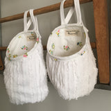 Upcycled White with Vintage Floral Lining Hanging Pod